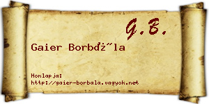 Gaier Borbála névjegykártya